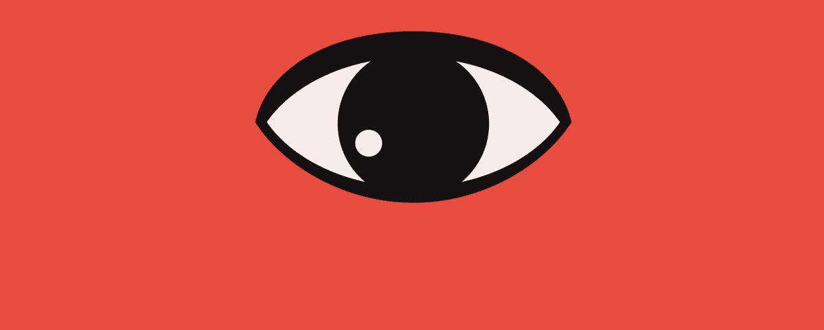 Animation with giant eye watching your text messages, maps locations, photos, and searches